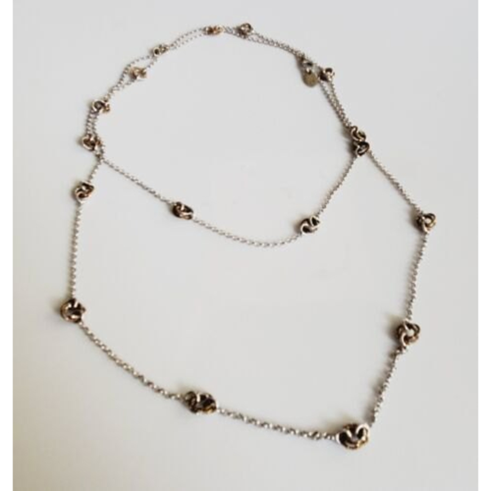 Frederic Duclos Sterling Silver Love Knot 40 in Long Necklace - Picture 2 of 9